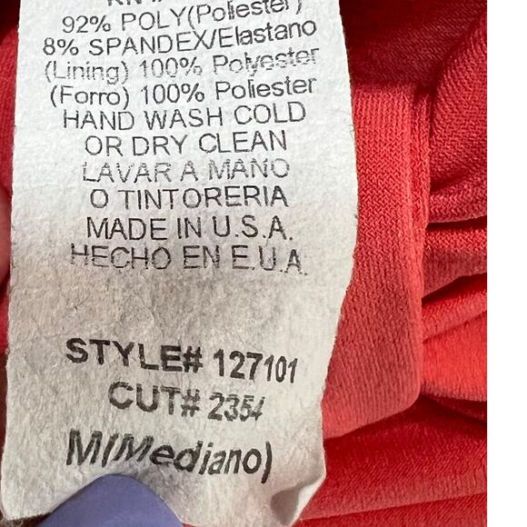 Rhapsody Y2K Strapless Dress Womens M Orange Bandeau Stretch Shark Bite Coquette - Picture 13 of 15